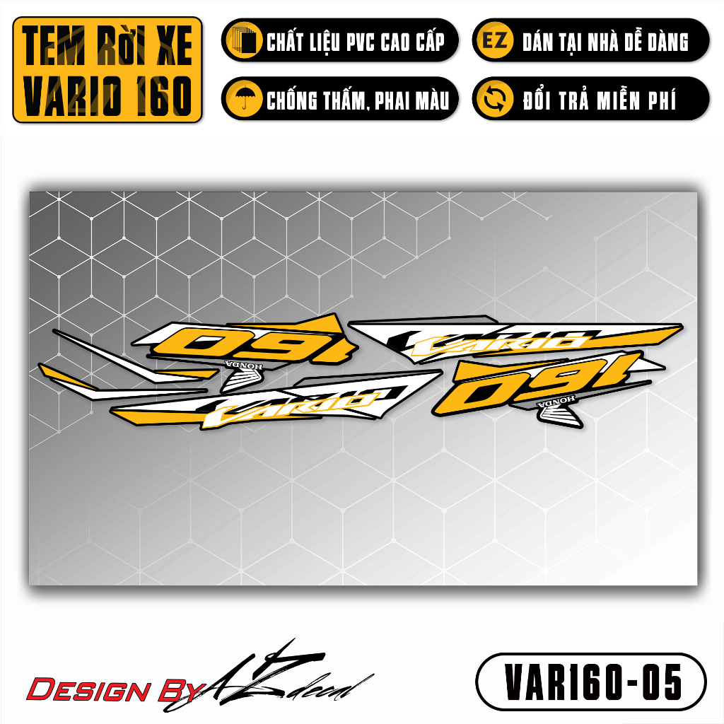 Decal Rời Dán Xe Vario 160 2023 | VAR160-05 | Team Tem Hình Dán Xe Máy Chống Thấm Nước Chống Xước