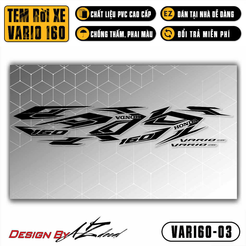 Decal Rời Dán Xe Vario 160 2023 | VAR160-03 | Team Tem Hình Dán Xe Máy Chống Thấm Nước Chống Xước