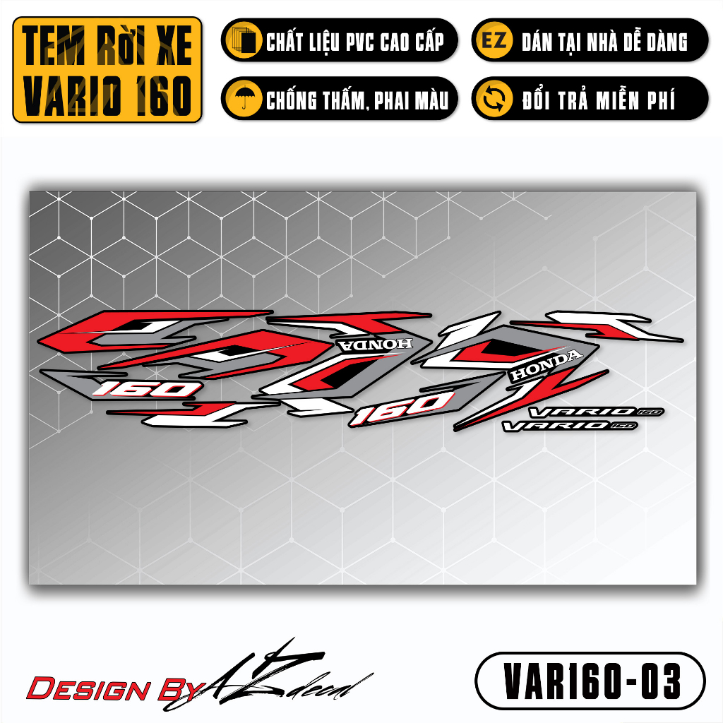 Decal Rời Dán Xe Vario 160 2023 | VAR160-03 | Team Tem Hình Dán Xe Máy Chống Thấm Nước Chống Xước