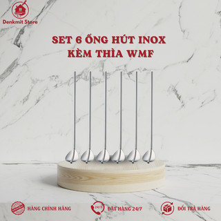 Set 6 ống hút inox kèm thìa wmf - hàng đức - denkmit store