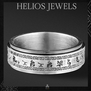 Nhẫn thời trang nam Helios Jewels Lục tự bạc xoay - Thép không gỉ cao cấp