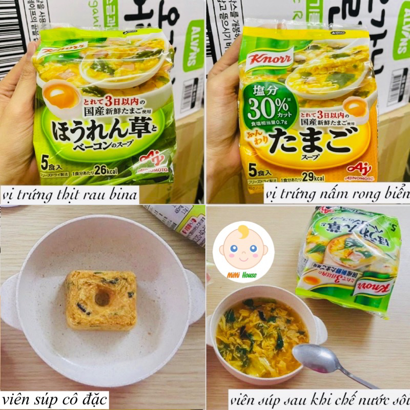 Súp ăn liền Knorr Nhật cho bé 12m+,gồm 4-5 viên súp khô/gói