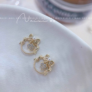 Charm cao cấp nơ đính ngtrai m34 set 4 viên