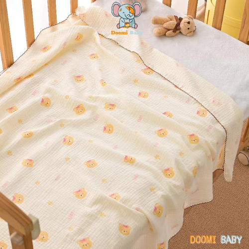 Khăn Tắm Cao Cấp 90*100cm Cho Bé Chất Xô Muslin Hàn 2 Lớp Chính Hãng Doomi Baby - HT630