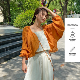  Áo cánh dơi Magenta Arisa chất liệu tơ dập caro oversize nhẹ và thoáng phù hợp mùa hè và thu 