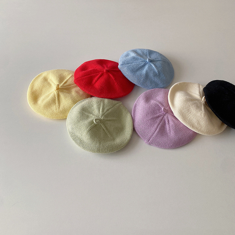 Mũ nồi/nón beret cho bé  len trơn dệt kim ấm áp gam màu pastel đơn sắc phong cách kẹo ngọt Hàn Quốc