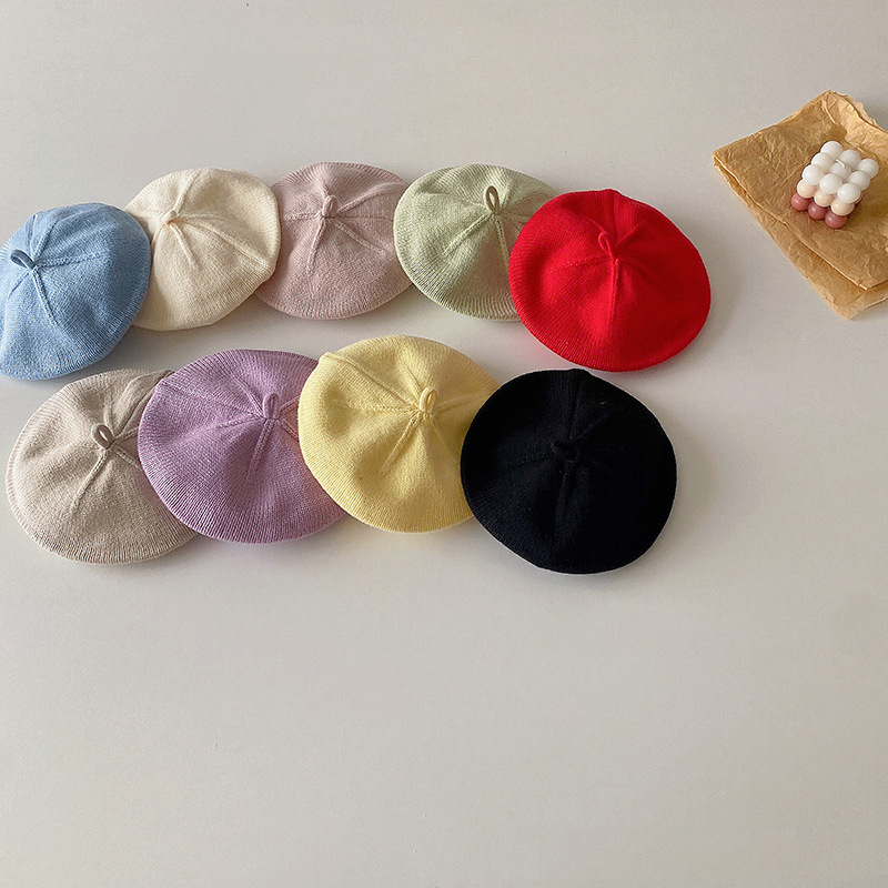 Mũ nồi/nón beret cho bé  len trơn dệt kim ấm áp gam màu pastel đơn sắc phong cách kẹo ngọt Hàn Quốc