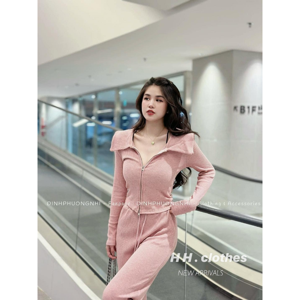 Set bộ len tăm mới đẹp dã man form xuông dễ mặc, bộ đồ len tăm nữ thời trang thu đông Medolin 178 HH