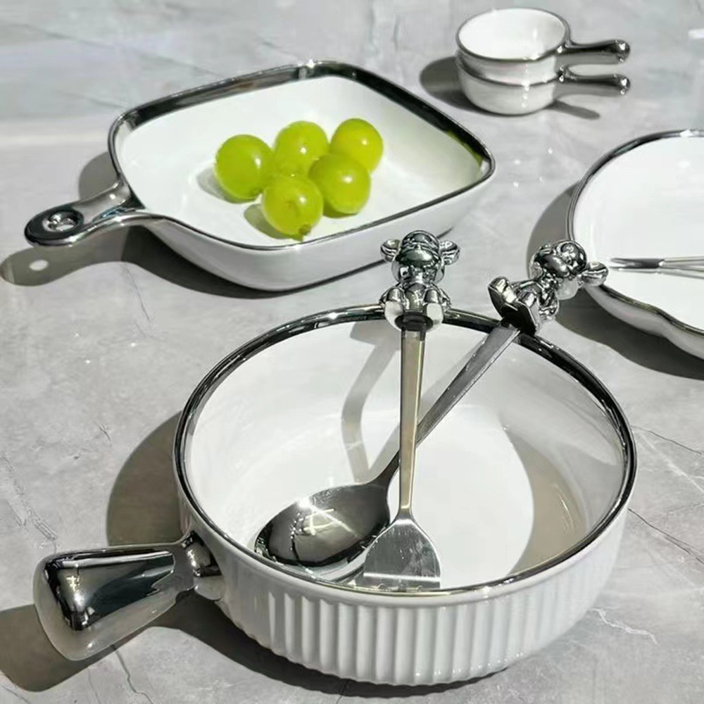 MVP3383 Set 2 Muỗng Nĩa Ăn Trái Cây Hình Gấu Hoạt Hình Bằng Thép Không Gỉ