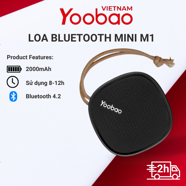 Loa Bluetooth mini Yoobao M1 - Dung lượng 2000mAh - Công suất 3W - Hàng chính hãng - Bảo hành 12 tháng 1 đổi 1