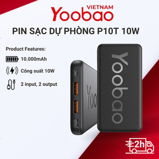  Sạc dự phòng 10000mAh Yoobao P10T Sạc nhanh 2.1A  Thiết kế hiện đại, siêu mỏng nhẹ cho Iphone Samsung