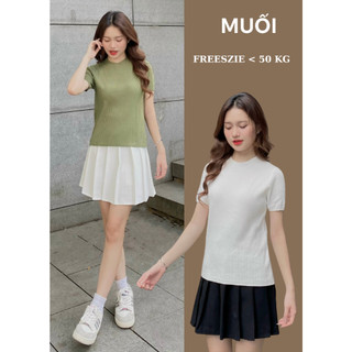 Áo len tăm ngắn tay cổ tròn basic muối aolencoctay3029 p0/k45