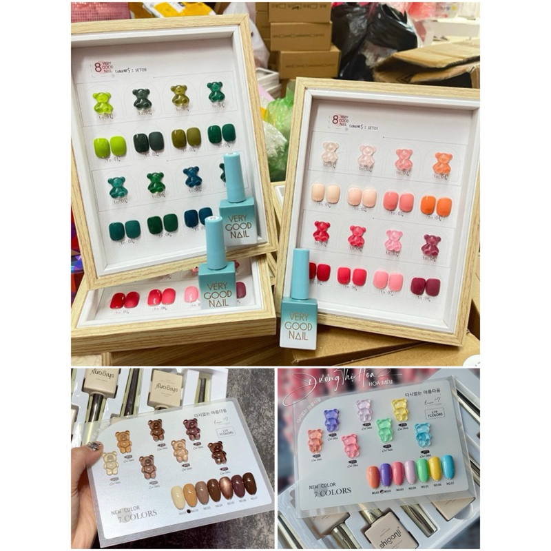 Set sơn gel Gấu 8 màu và 7 màu - Bộ sơn very good nail 7 & 8 màu chính hãng " tặng kèm bảng "