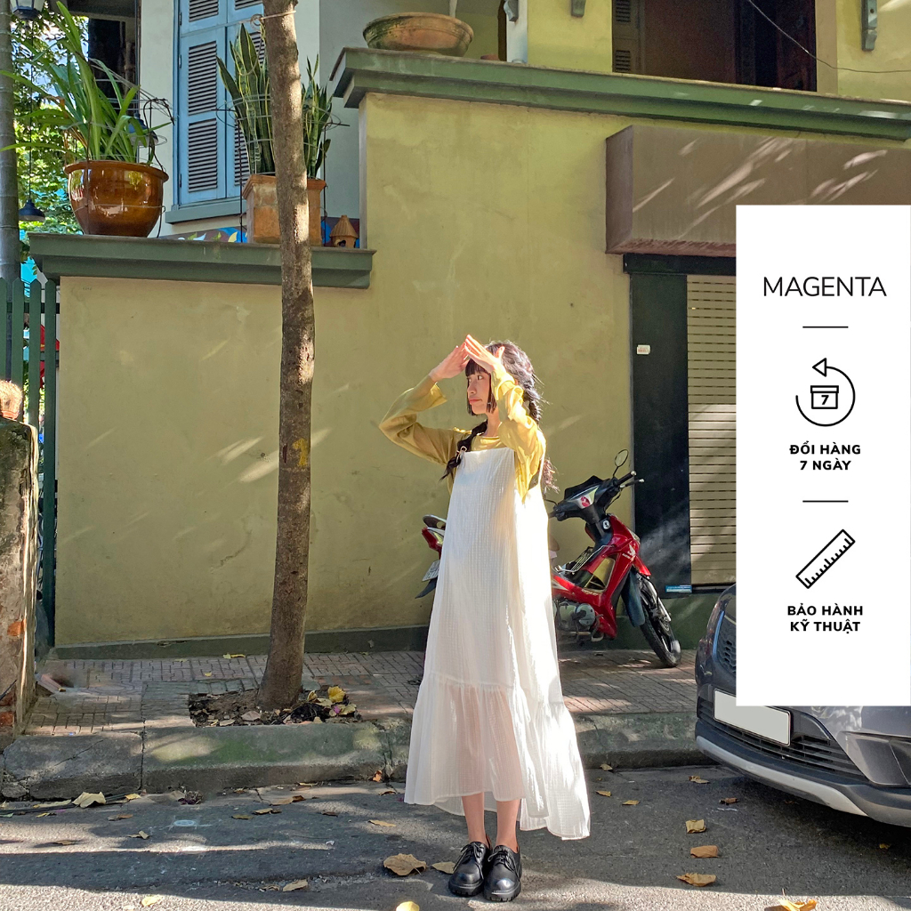 Đầm yếm hai dây Magenta Kimi  tà váy đuôi cá thoáng mát chất liệu tơ dập