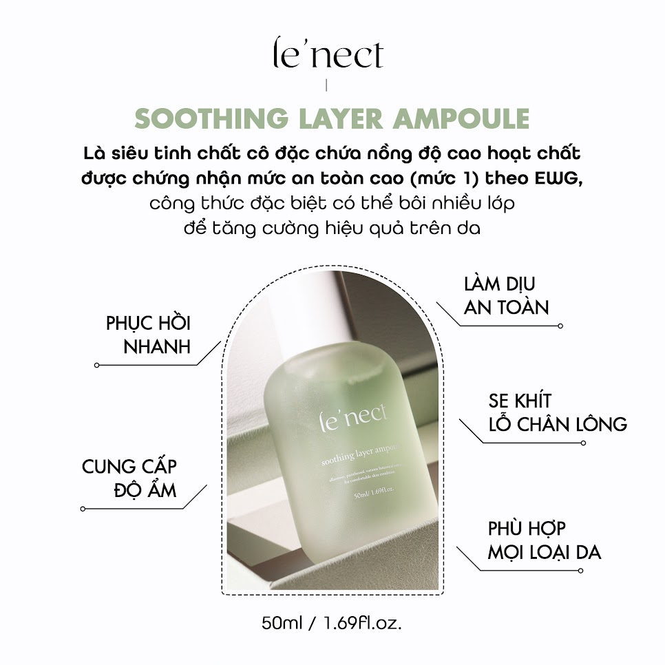 [Quà tặng]Combo 2 chai Be'Balance Le'nect Soothing Layer Ampoule 50ml và 2 chai Le'nect Remedy Layer Ampoule (50ml)