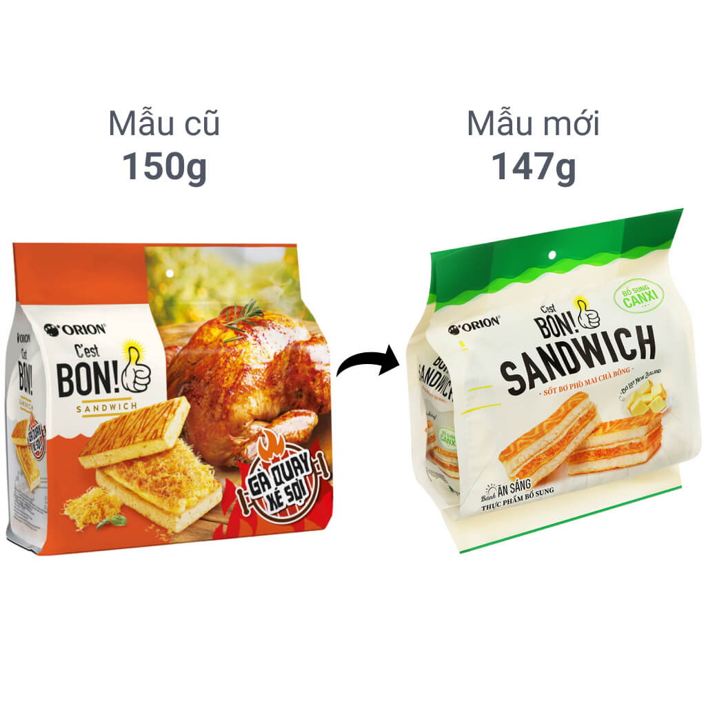 Bánh sandwich Orion Bon! gà quay xé sợi gói 150g