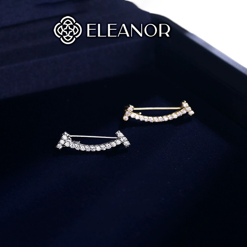 Ghim cài áo nam nữ Eleanor Accessories viền cong đính đá phụ kiện thời trang 6254