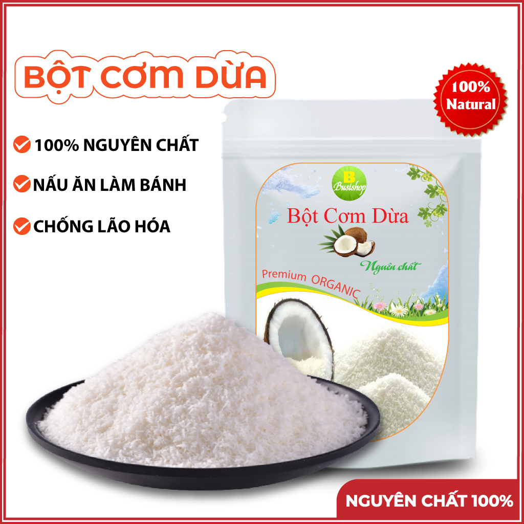 Bột cơm dừa nguyên chất 100g - Làm bánh, dưỡng da mềm, sáng mịn, hồng hào