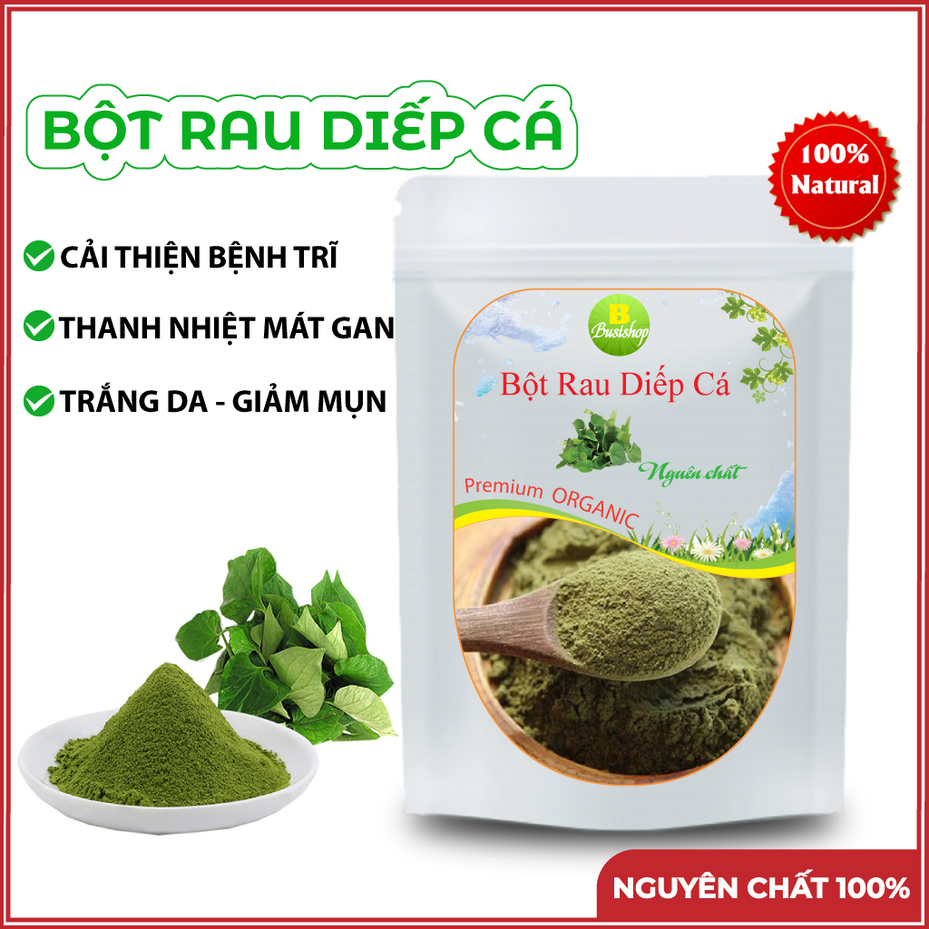 Bột rau diếp cá nguyên chất 100g Sấy Lạnh - Hỗ Trợ Bệnh Trĩ, Tiêu Hóa Tốt, Detox, Trắng Da, Hết Mụn Mờ Thâm