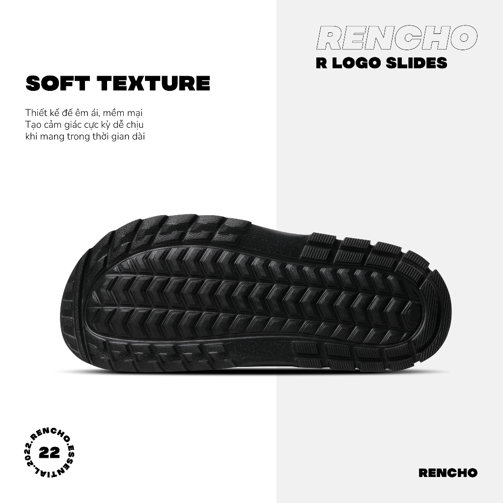 Dép quai ngang RENCHO R LOGO CHUNKY ĐẾ CAO 4CM