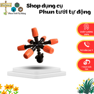 Béc phun sương 7 hướng Nhựa có van điều áp và chân ren 21mm phun sương tưới lan, cây cảnh, làm mát sân vườn