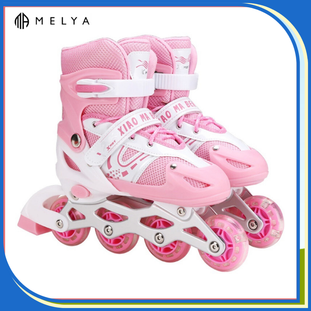 Giày trượt patin trẻ em, Patin cho trẻ có bánh đầu sáng đèn, Giày điều chỉnh tăng giảm được size MELYA SPORT