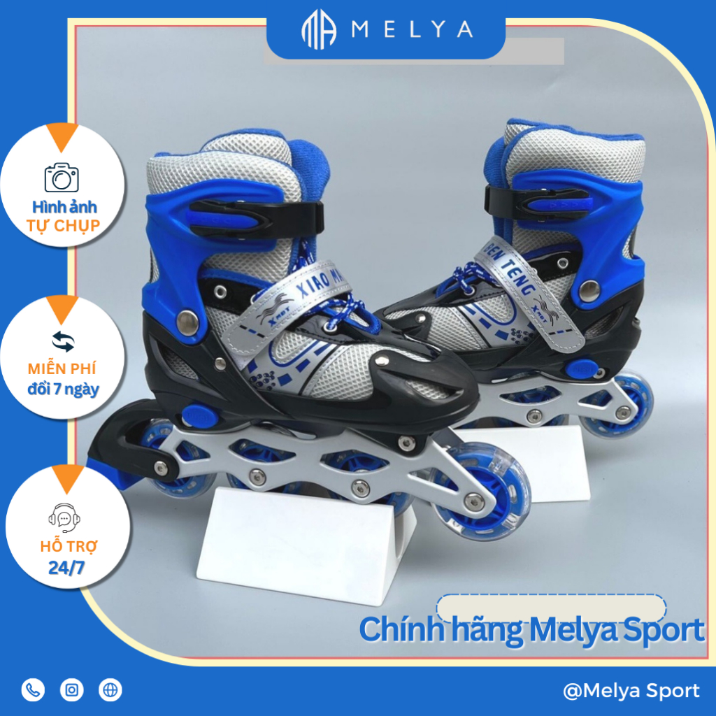 Giày trượt patin trẻ em, Patin cho trẻ có bánh đầu sáng đèn, Giày điều chỉnh tăng giảm được size MELYA SPORT