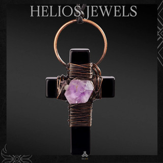 Dây chuyền nam Helios Cross Amethyst
