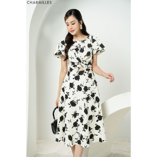 Đầm Charmilles Ngắn Tay Bông Đen 23MD022BD