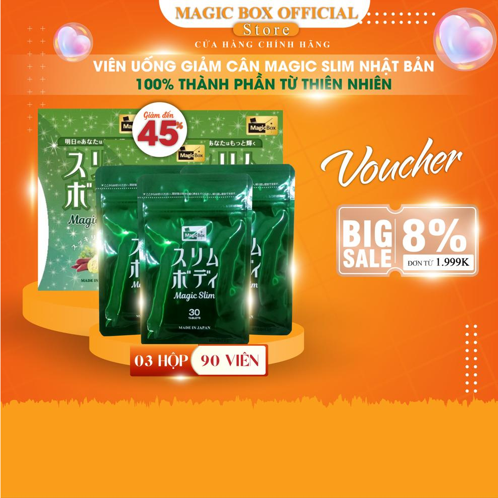 Viên uống giảm cân MAGIC SLIM Nhật Bản - Combo 03 Hộp - 90 viên