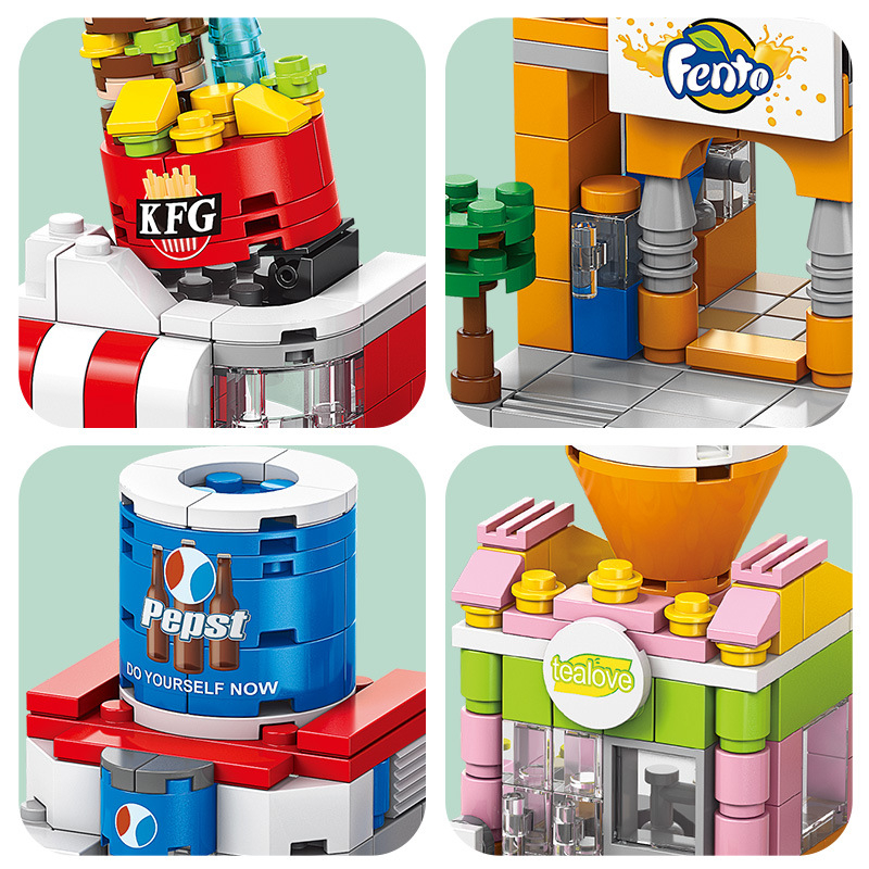 Đồ chơi lắp ráp mô hình nhà hơn 120 Chi Tiết có Hộp - Đồ chơi lắp ráp cửa hàng mini - Đồ chơi xếp hình mô hình đường phố