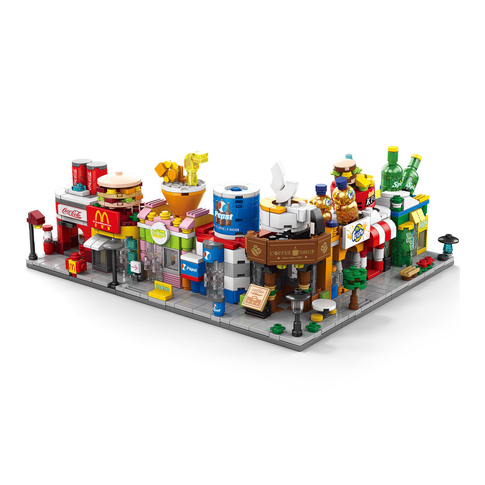 Đồ chơi lắp ráp mô hình nhà hơn 120 Chi Tiết có Hộp - Đồ chơi lắp ráp cửa hàng mini - Đồ chơi xếp hình mô hình đường phố