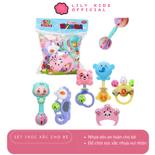 Bộ đồ chơi xúc xắc lục lạc 7 món cho bé sơ sinh