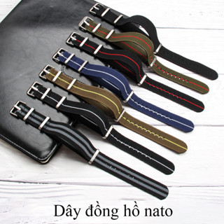 Dây đồng hồ vải dù size 18mm 20mm 22mm, dây đeo đồng hồ nato nam nữ, quai đeo dw vải dù co giãn.