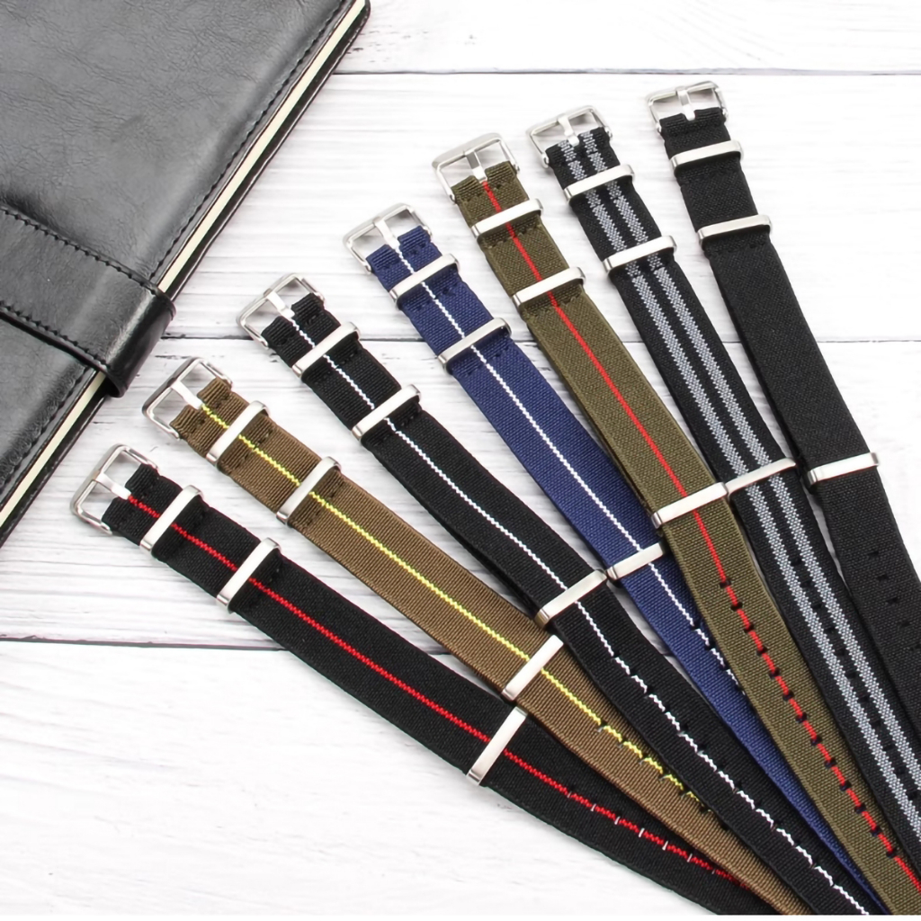 Dây đồng hồ vải dù size 18mm 20mm 22mm, dây đeo đồng hồ nato nam nữ, quai đeo dw vải dù co giãn.