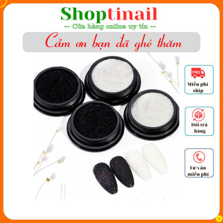 Hộp nhũ rắc móng tay đen trắng hỗ trợ trang trí móng làm đẹp nail shopinail