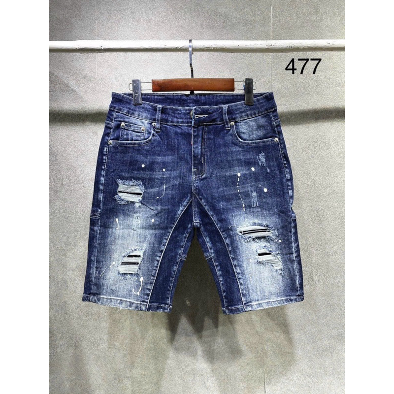 Quần short jean nam xanh rách vá hai bên co giãn cực tốt mẫu mới siêu hót