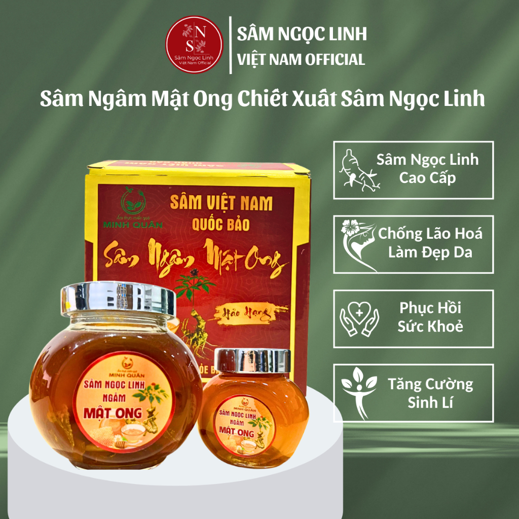 Sâm Ngọc Linh thái lát ngâm mật ong rừng tự nhiên, hỗ trợ ăn ngon, ngủ yên, chống lão hoá, làm đẹp da và giảm căng thẳng