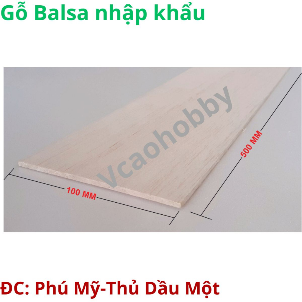 Gỗ balsa siêu nhẹ làm máy bay mô hình, mô hình thủ công, độ dày nhiều kích thước 1.5, 2, 3, 4, 5, 6, MM