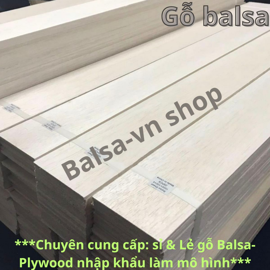 Gỗ balsa siêu nhẹ làm máy bay mô hình, mô hình thủ công, độ dày nhiều kích thước 1.5, 2, 3, 4, 5, 6,8