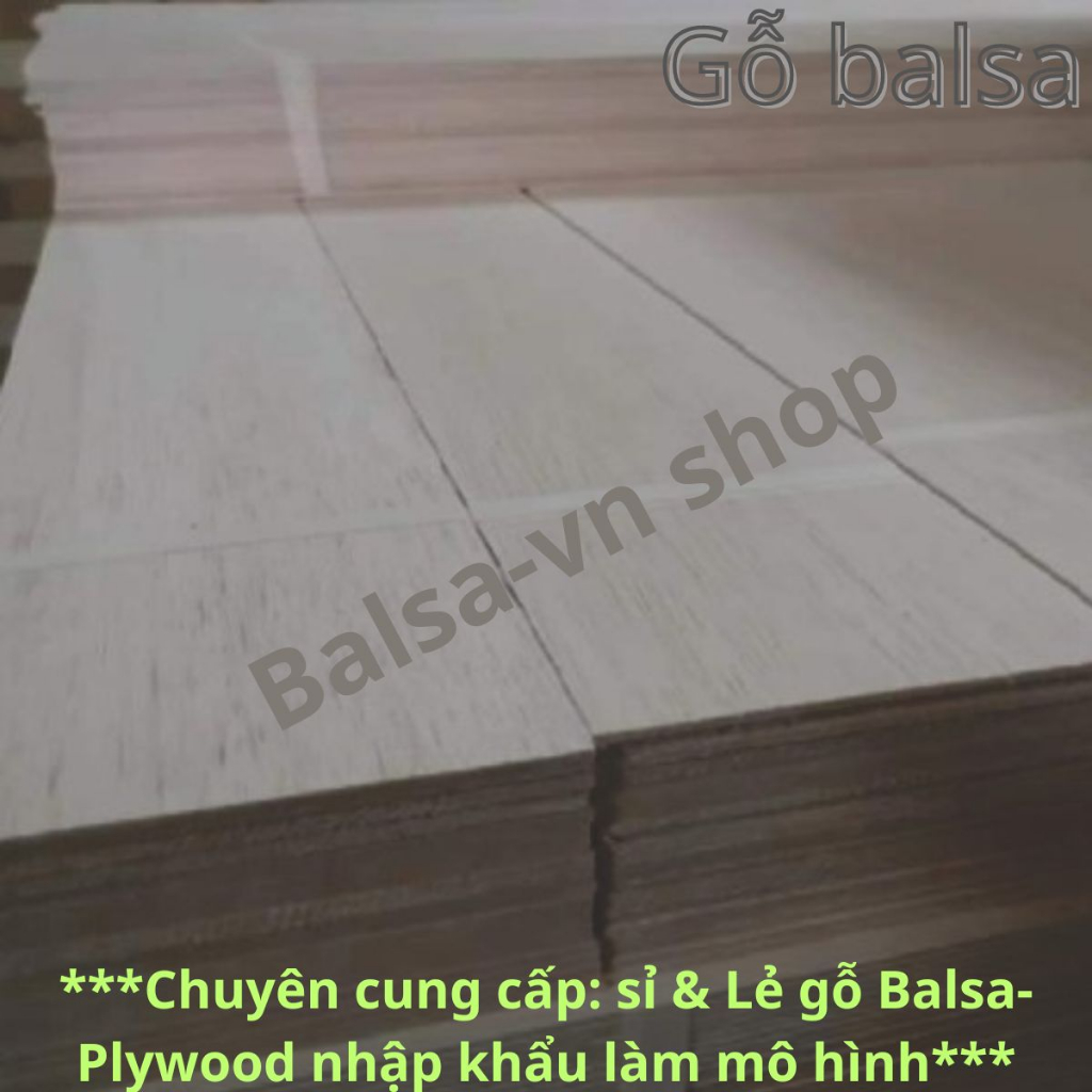 Gỗ balsa siêu nhẹ làm máy bay mô hình, mô hình thủ công, độ dày nhiều kích thước 1.5, 2, 3, 4, 5, 6,8