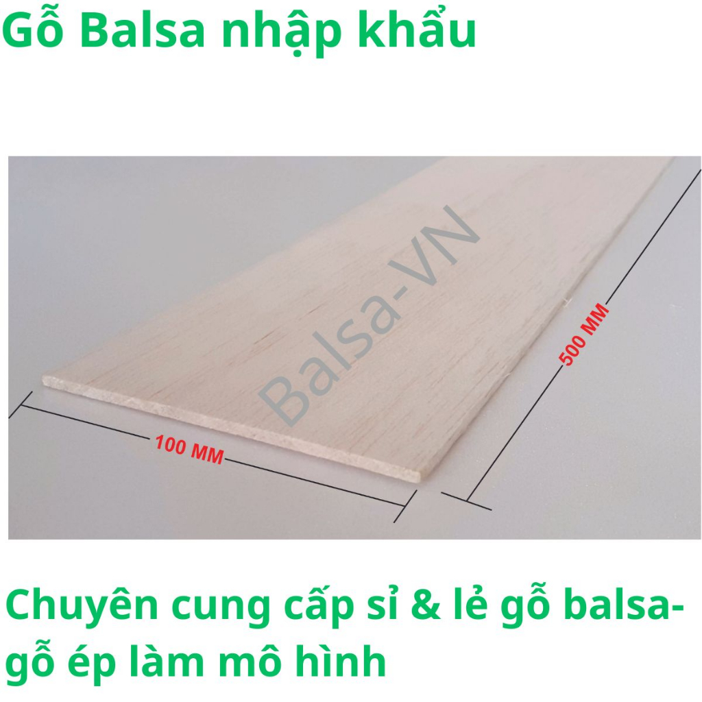 Gỗ balsa siêu nhẹ làm máy bay mô hình, mô hình thủ công, độ dày nhiều kích thước 1.5, 2, 3, 4, 5, 6,8