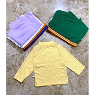 Sét 5 Áo Cao Cổ Màu Trơn Vải Cotton Dày Dặn Cho Bé Trai Bé Gái Đủ Size 8-24kg