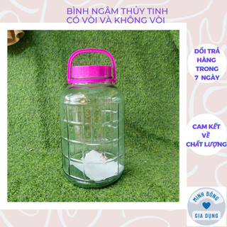 Bình ngâm rượu thủy tinh 8 lít nắp tím quai xách nhiều size