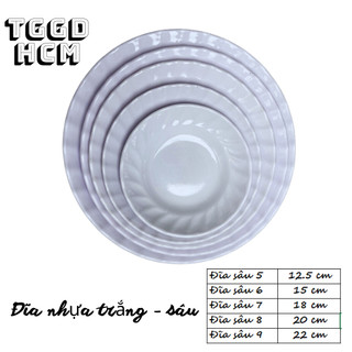 Đĩa nhựa trắng sâu lòng, đĩa quán nhậu, đĩa nhựa melamine sâu lòng, Đĩa sâu lòng