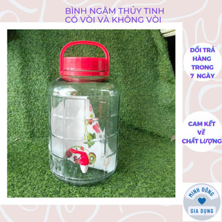 Bình ngâm rượu thủy tinh 10 lít có vòi quai xách