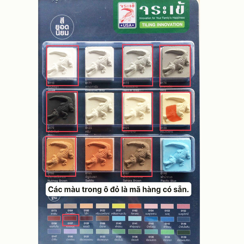 Men keo bột chà ron gạch hiệu Cá Sấu trét ron kẻ gạch ốp lát nhà về sinh hàng nhập khẩu Thái Lan chính hãng 1kg