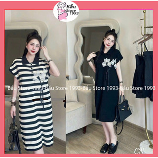 Váy bầu cotton sơ mi dáng suông thiết kế.đầm bầu công sở dự tiệc chất mát co giãn tay ngắn hn367 bầu store 1993