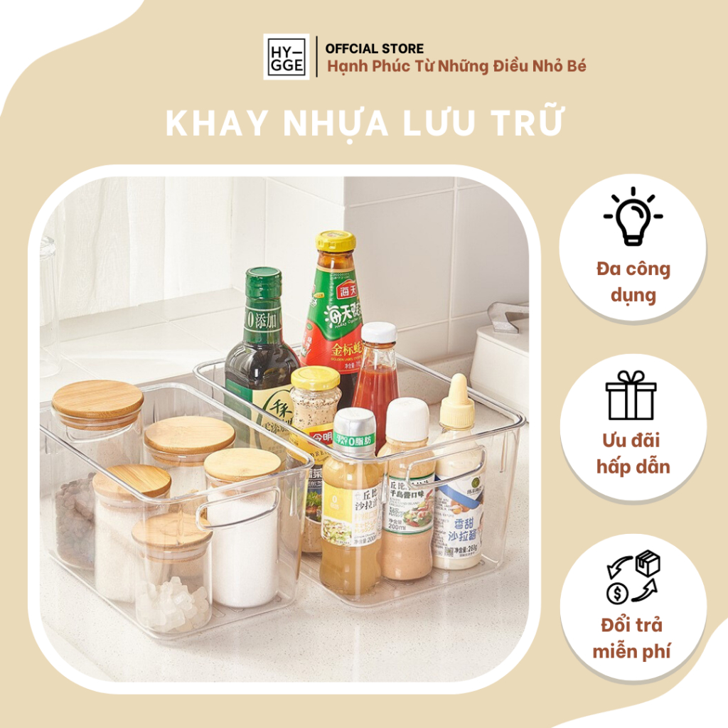 Khay nhựa lưu trữ trong suốt có quai xách