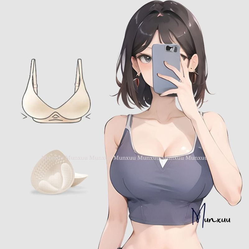 Cặp miếng đệm bra MUNXUU hình giọt nước độn dày có hạt massage thông hơi thoáng khí nâng ngực tự nhiên quyến rũ - PK02